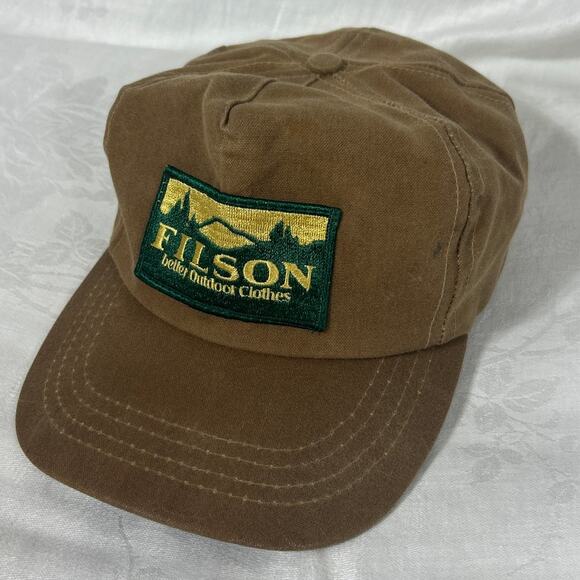 CC Filson Hat Waxed Hunting Cap Canvas Adjustable Strap Shelter Cloth VTG Logo - Picture 1 of 10